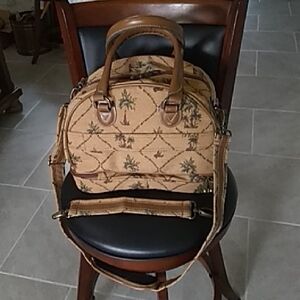 Palm Tree Patterned Tan Travel Bag